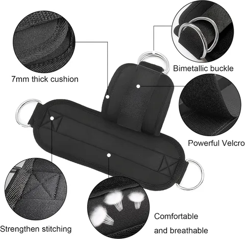 Vista 3 de 2 correas de levantamiento de pesas con anillo D, muñequeras ajustables para gimnasio, muñequeras acolchadas, para máquinas de cable