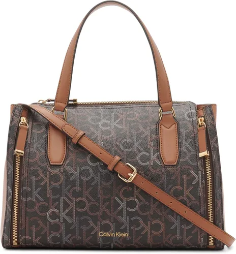 Vista 18 de Calvin Klein Bolso de organización novedoso Bubble Lamb Logotipo de almendra/gris pardo/blanco