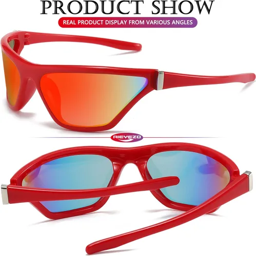 Vista 6 de AIEYEZO Gafas de sol modernas Y2K para mujeres y hombres gafas de sol envolventes a la moda deportivas futuristas sunnies