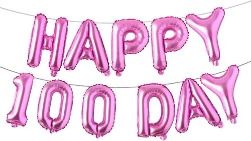 Vista 11 de Juego de globos de papel de aluminio con letras del alfabeto, pancarta de feliz 100 días, suministros de decoración para fiesta de cumpleaños (rojo)