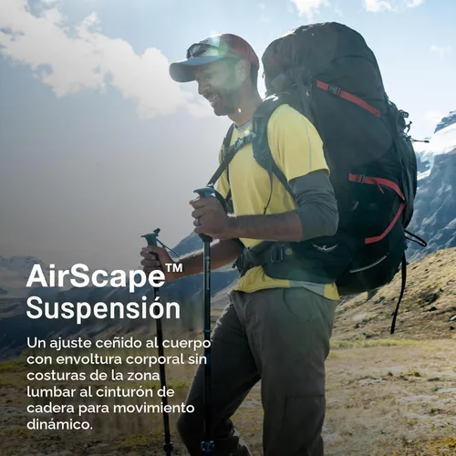 Vista 4 de Osprey Aether Plus 85L Mochila de mochilero para hombre, Axo Green, S/M