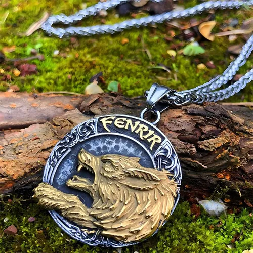 Vista 6 de PBTMCD Collar con colgante de acero de titanio con símbolos vikingos, regalos vikingos vintage únicos para hombres, mitología nórdica, amuleto