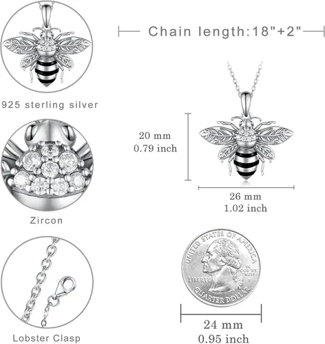 Vista 6 de Peireara BeeDragonflyButterfly Necklaces for Women 925 Sterling Silver Animal Pendant Necklace Vitage Animal Jewelry for Women Girls