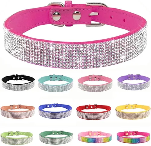 Vista 5 de Hotlion Collar de Perro con Diamantes de Imitación y Cristales, Collar Bonito y Deslumbrante de Cuerpo de Diamante para Cachorros, Gatito, Mascotas