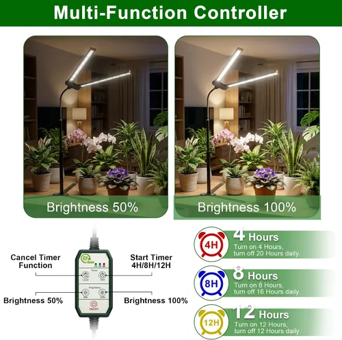Vista 3 de Luz de cultivo para plantas de interior, lámpara de luz de crecimiento de espectro solar blanco de 6000 K con LED rojo y azul para semillas