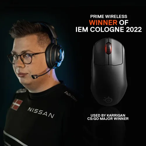 Vista 2 de SteelSeries Prime mouse inalámbrico para videojuegos FPS, con interruptores ópticos magnéticos y 5botones programables, USB-C, 18,000CPI, con sensor