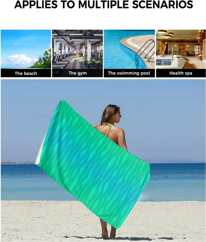Vista 6 de Juego de toallas de baño verdes de verano para baño, toallas de lujo, regalos para mujeres, secado rápido, playa, cocina, mano, cabello, cara, yoga