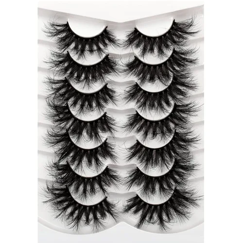 Vista 43 de Pooplunch - Pestañas postizas estilo ojo de gato, extensión de volumen 8D natural, finas, cortas, de visón sintético, tiras de pestañas postizas