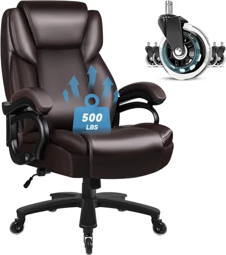 Vista 10 de OFIKA Silla de oficina grande y alta de 500 libras, soporte lumbar ajustable, silla de oficina para personas pesadas, respaldo alto resistente Negro