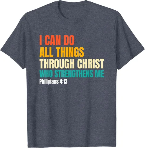 Vista 56 de I Can Do All Things Through Christ Christian Faith Camiseta, Negro, S