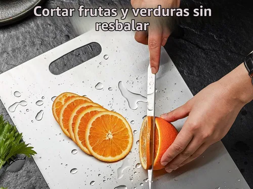 Vista 6 de Tabla de cortar de titanio, tablas de cortar de titanio puro para cocina, tablas de cortar no tóxicas, de doble cara, grado alimenticio, fáciles