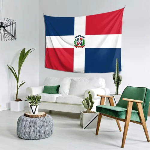 Vista 5 de LIFANGMI Tapiz decorativo con bandera de la República Dominicana, 60 x 40 pulgadas, para dormitorio, sala de estar, dormitorio universitario