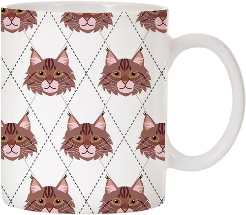 Vista 19 de Adorable Cat Breed Design Argyle Pattern Taza de café de cerámica (abisinian)