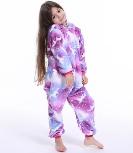 Vista 2 de Zorxu Disfraz de unicornio para niñas, disfraz de animal para Halloween, cosplay, unisex, regalos de Navidad para niños, caballo violeta, 10-12 años