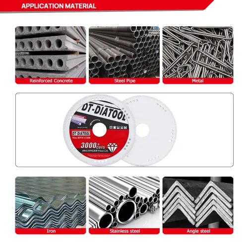 Vista 6 de DT-DIATOOL Ruedas de corte de diamante de 4 x 7/8 "para cuchillas de corte de metal de acero y hierro para amoladora angular