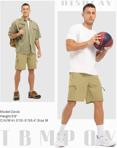 Vista 7 de TBMPOY Pantalones cortos de senderismo para hombre con 5 bolsillos con cremallera, 9 pulgadas, ligeros, para exteriores, trabajo, atletismo, viajes