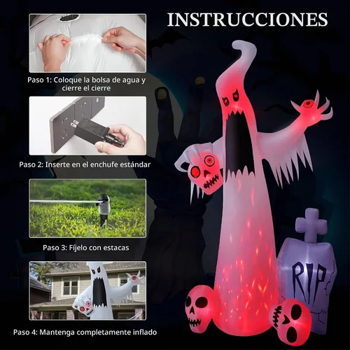 Vista 7 de HOPOCO Inflables de Halloween de 12 pies para decoración al aire libre