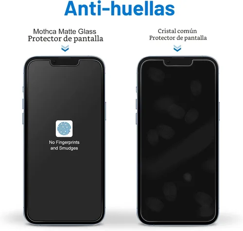 Vista 5 de Mothca Protector de pantalla de vidrio mate para iPhone 16e / iPhone 14 / iPhone 13 / iPhone 13 Pro [6.1 pulgadas] vidrio templado antirreflejos