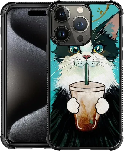 Vista 391 de Funda compatible con iPhone 15, diseño de elefantes africanos, diseño increíble a prueba de golpes, antiarañazos, carcasa trasera de policarbonato