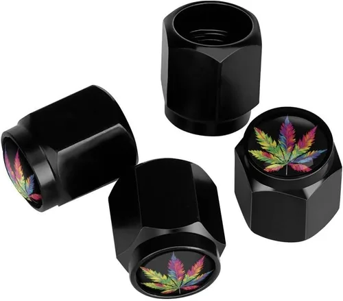 Vista 9 de Wolf - Tapones de válvula de neumático con bandera americana, tapas de válvula de neumático de aluminio negro, cubiertas universales