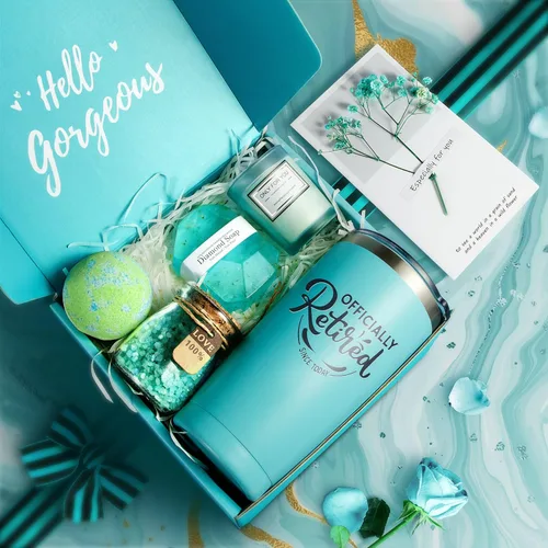Vista 2 de Regalo de jubilación para mujer, set de cesta de regalo de spa relajante, las mejores ideas de regalo de jubilación para mujeres, regalos
