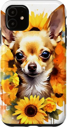 Vista 8 de Chihuahua Dog Watercolor Funda de girasol Chihuahua para iPhone 17