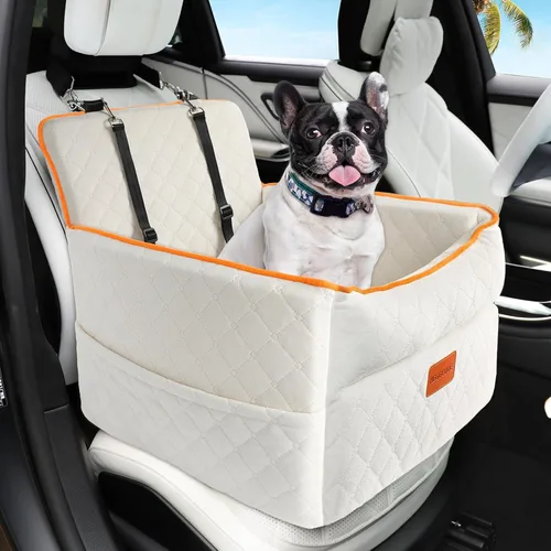 Vista 14 de HEGGCOOE Asiento de automóvil para perros pequeños, asientos elevadores de espuma viscoelástica con cojín grueso para perros medianos de menos de 35