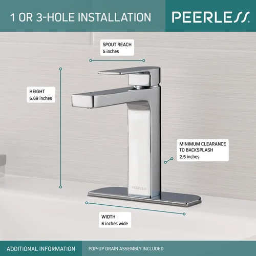 Vista 3 de Peerless P1519LF-HA Xander - Grifo de baño de arco alto con mango único, cromado