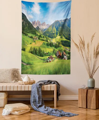 Vista 15 de Ambesonne Tapiz de hongos, atmósfera psicodélica, escena astral estrellada con motivos orientales trippy, decoración de tela para colgar en la pared