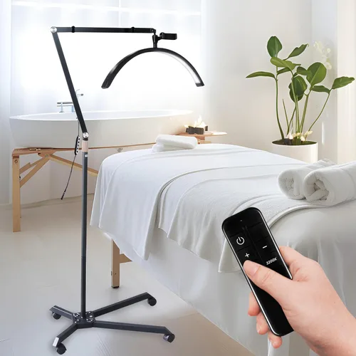 Vista 11 de Hi_friend Lámpara de media luna portátil de 23 pulgadas, luz de pestañas para esteticistas, lámpara LED de piso arqueada brillante para extensiones