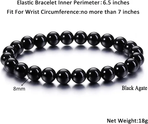 Vista 20 de Jovivi Pulsera elástica de cuentas redondas semipreciosas naturales – 0.315 pulgadas hecha a mano con cuentas de piedras preciosas curativas