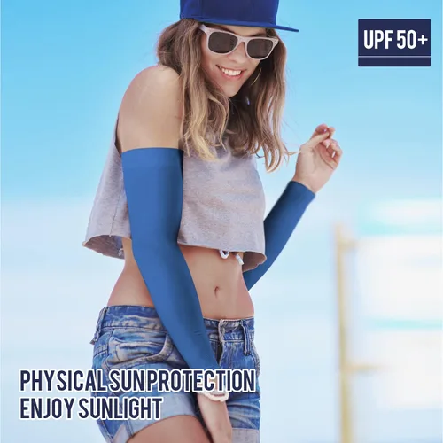 Vista 4 de GOUNOD Mangas de brazo para protección solar con cubierta UV, mangas refrescantes para cubrir tatuajes para entrenar, fútbol