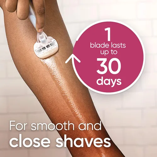 Vista 4 de Gillette Venus Comfortglide plus Olay Sugarberry - Maquinilla de afeitar manual para mujer con mango de metal dorado rosa + 4 recambios