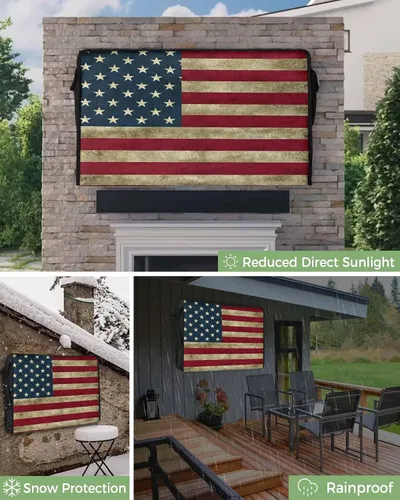 Vista 6 de T&H XHome Funda de TV para exteriores, con bandera estadounidense, impermeable y resistente a la intemperie, protector de pantalla LCD móvil de 30 a