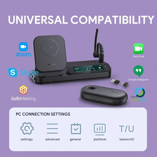 Vista 7 de Yealink BH71 Workstation Pro Auriculares Bluetooth para teléfono de oficina, computadora, móvil, compatible con Teams (certificado) Zoom, funda