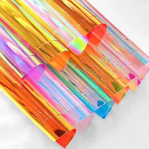 Vista 11 de XHT 9 Piezas de Vinilo de PVC Transparente Claro, Película Fluorescente de Color Sólido Transparente Impermeable de 21cmx30cm para Lazos de Pelo