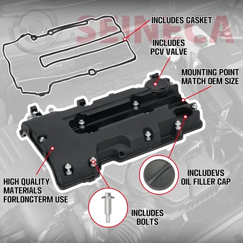 Vista 2 de SEINECA 55573746 Tapa de válvula con pernos de junta y tapa de aceite, cubierta de válvula de motor de 1.4 L compatible con Chevy Cruze 2011-2015