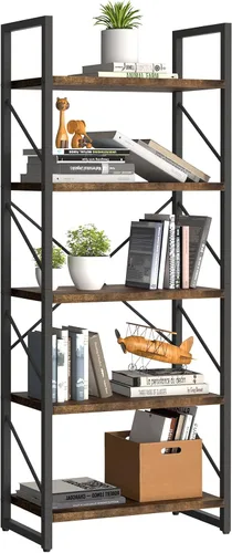 Vista 8 de YITAHOME Estantería de 5 niveles, estantería moderna Artsy, estante para libros, estantes de almacenamiento, organizador de libros y películas