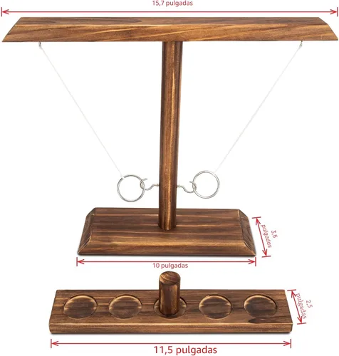 Vista 2 de DreamToyz Ring Toss Games for Adults, Yard Games, Patio Decor, Outdoor Indoor Games, Wooden Hook and Ring Game for Bars, Home, Party, 15.7" X 13