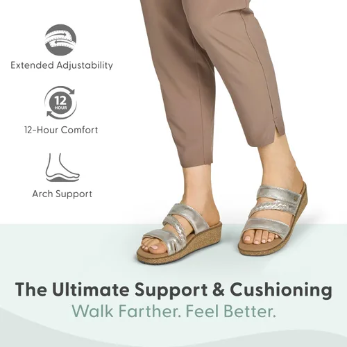 Vista 3 de Orthofeet Sandalias ortopédicas Carrie de cuero ajustable para mujer