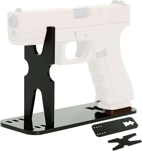 Vista 10 de OCQOTAT Estante de Exhibición de Pistola de Acrílico - Soporte de Pistola Ajustable, Soporte de Pistola Transparente Negro para Pistola de Mano
