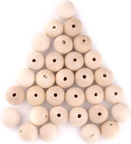 Vista 10 de TheBeadChest - Cuentas de madera natural sin terminar (0.394 in, juego de 60)
