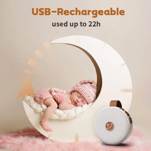 Vista 3 de Máquina de sonido Mini máquina portátil de ruido blanco para bebé con 30 sonidos relajantes para niños y adultos, temporizador de apagado