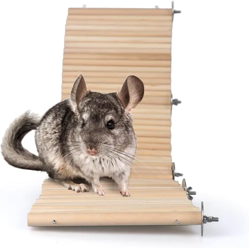 Vista 6 de YKD Chinchilla - Juguete de plataforma flexible de madera de abedul natural, valla de rueda de chinchilla, juguetes de escalada de animales pequeños