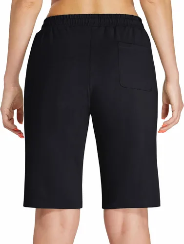 Vista 3 de EZRUN - Bermudas para mujer, para entrenar en el gimnasio, pantalones cortos veraniegos de algodón con bolsillos profundos para mujer