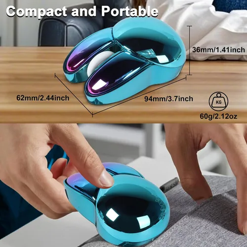 Vista 6 de Ratón inalámbrico Bluetooth lindo conejito de doble modo ratón portátil pequeño 2.4G ratón óptico con receptor USB silencioso azul Kawaii conejo