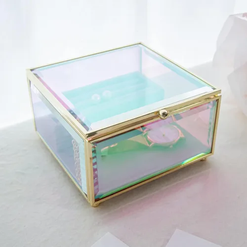 Vista 4 de Moosy Life Aurora Borealis - Organizador de almacenamiento de cristal para ganancias, anillos, collar, colgante, pulseras (pequeño)