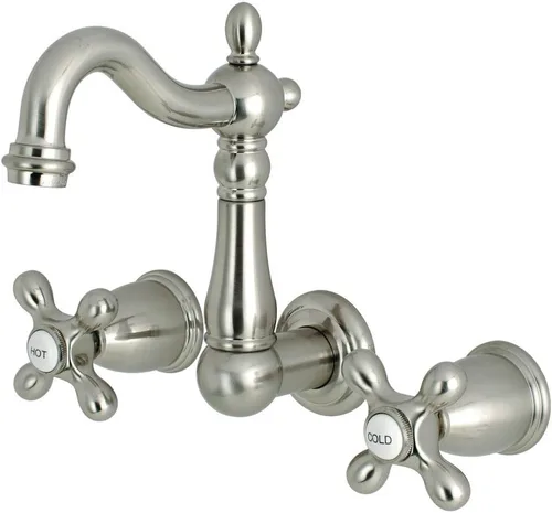 Vista 4 de Kingston Brass KS1223AX - Grifo de baño de montaje en pared central de 8 pulgadas, latón antiguo