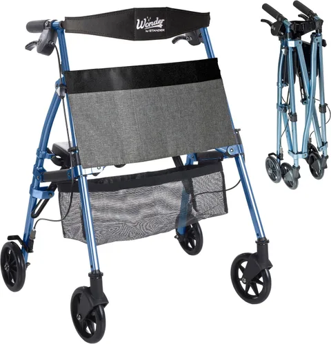 Vista 13 de Stander Wonder Andador Plus, Andador plegable de movilidad rodante ligero, Andador EZ Fold-N-Go para personas mayores y adultos, ruedas de 6