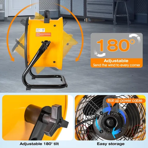 Vista 5 de iLiving Ventilador turbo de bajo ruido de 12 pulgadas 1139 CFM de 3 velocidades Circulador de aire portátil para tienda, oficina, invernadero, hogar